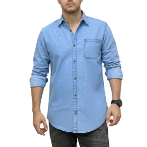 1 Pcs Denim Full Sleeve Single Poket- Light Sky