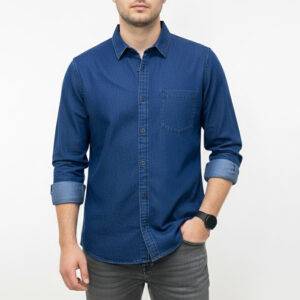 1 Pcs Denim Full Sleeve Single Poket- Navy