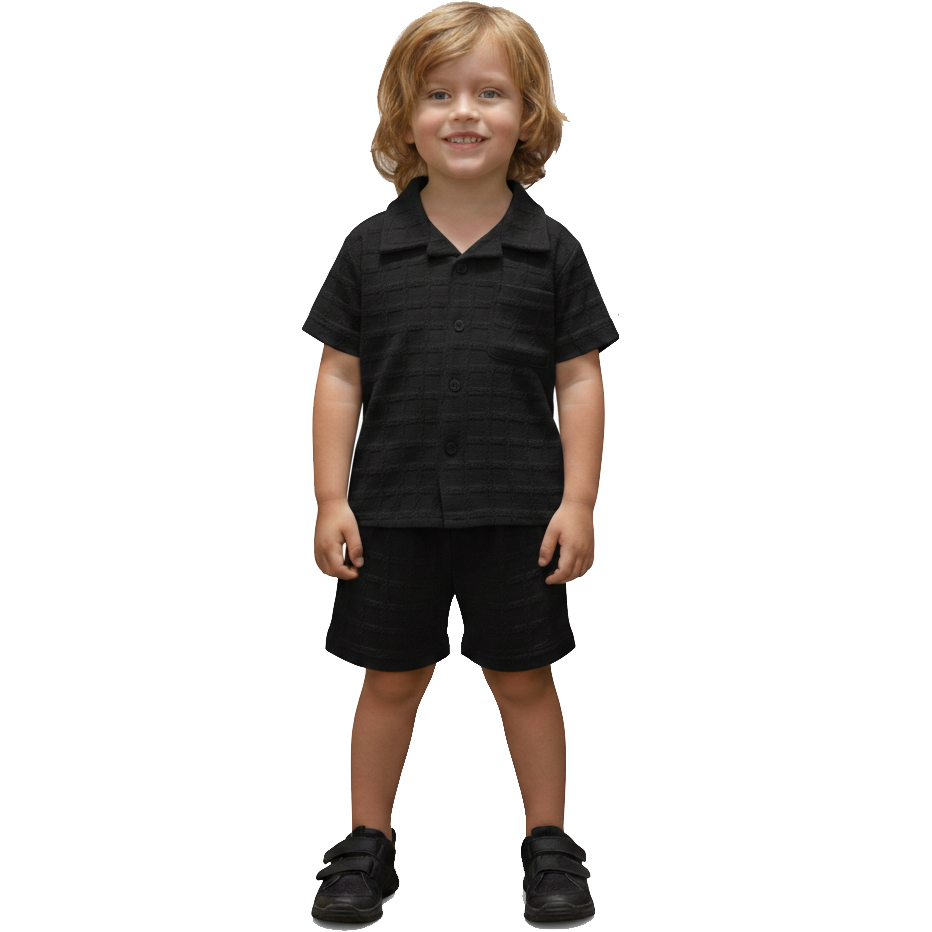 Boys Premium China Shirt Set Black