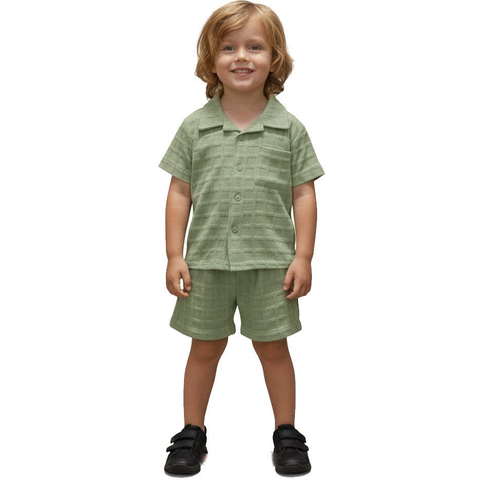 Boys Premium China Shirt Set Olive