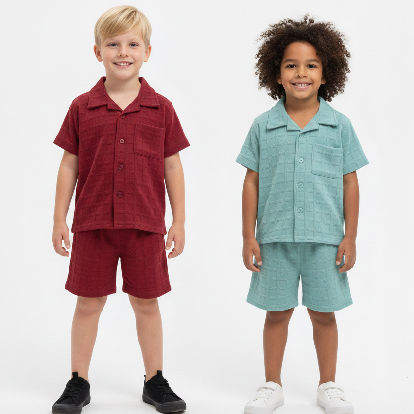 Boys Premium China Shirt Set Pest+Red
