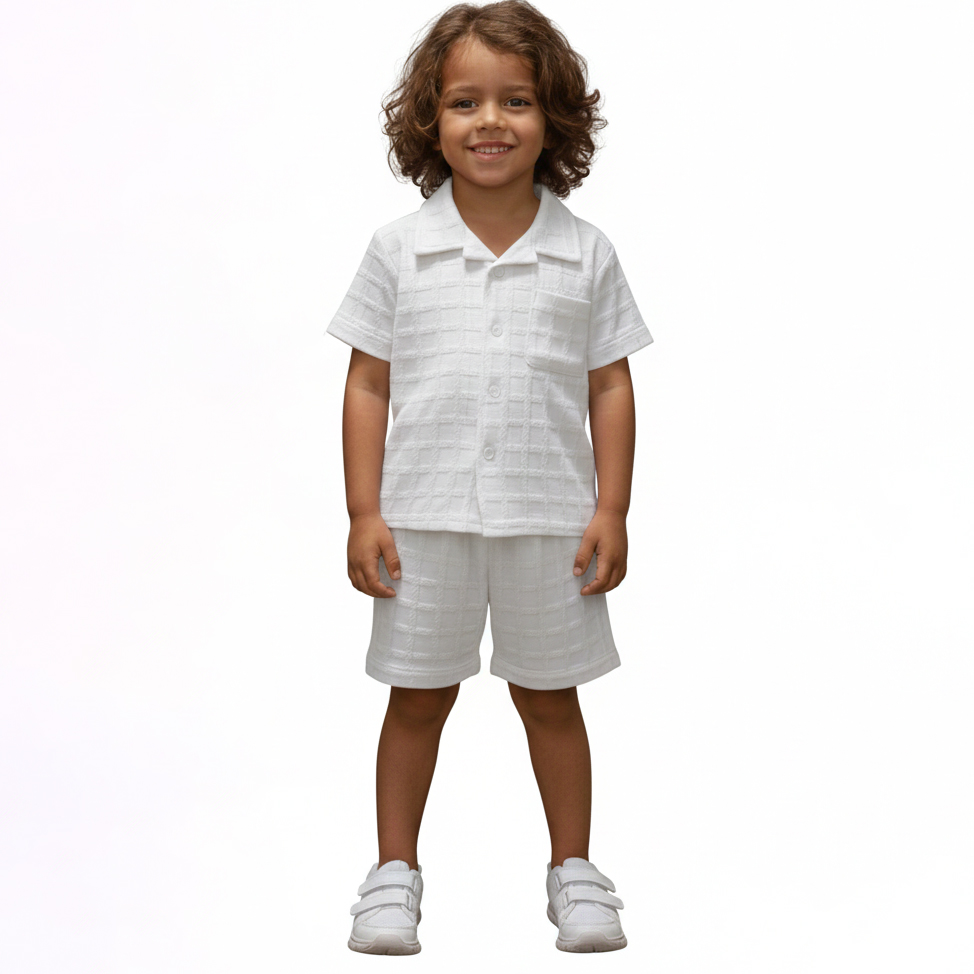 Boys Premium China Shirt Set White